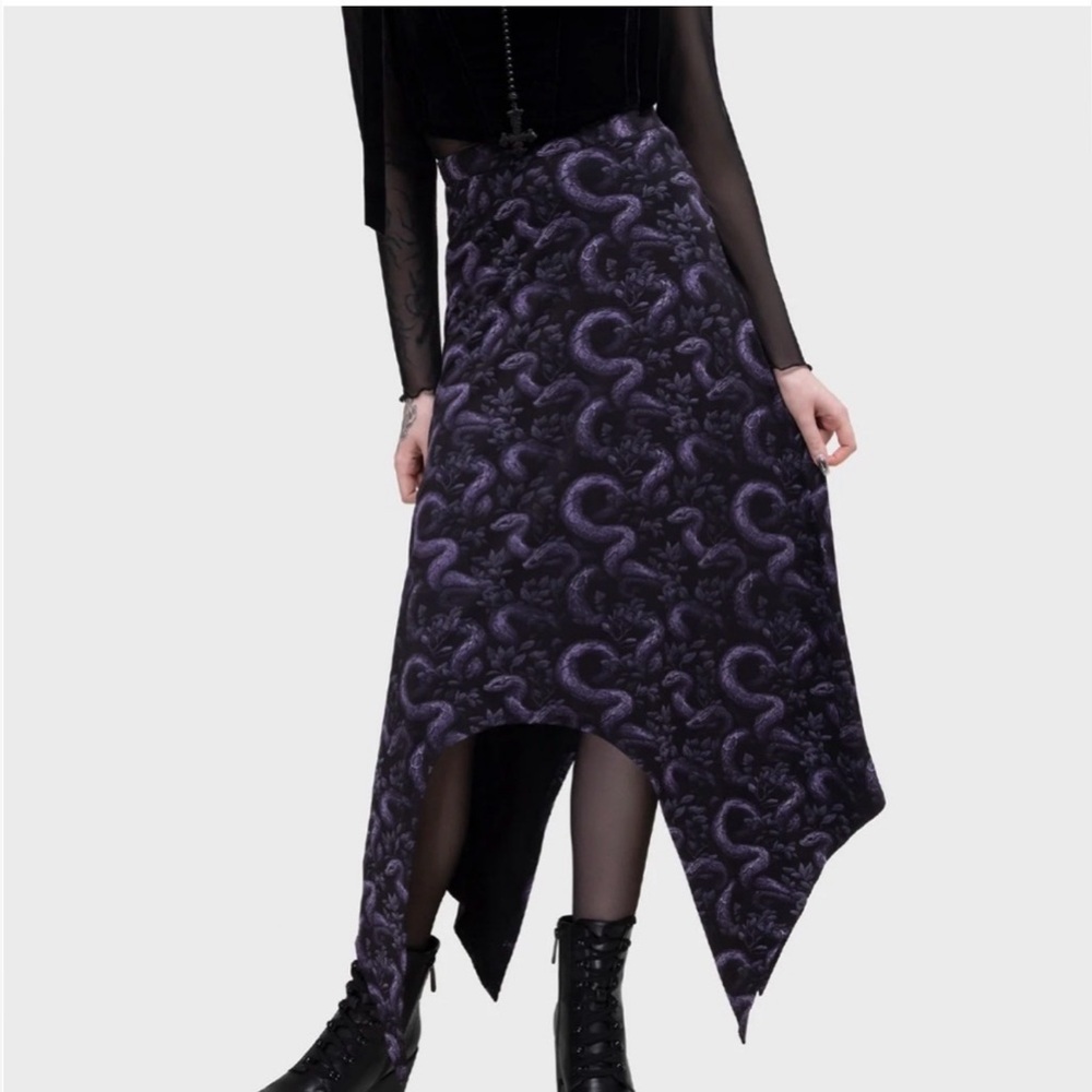 🖤💜 Killstar Blackfang Snake Skirt XL/2XL Goth Witchy Statement Maxi RARE 💜🖤 - Picture 3 of 8